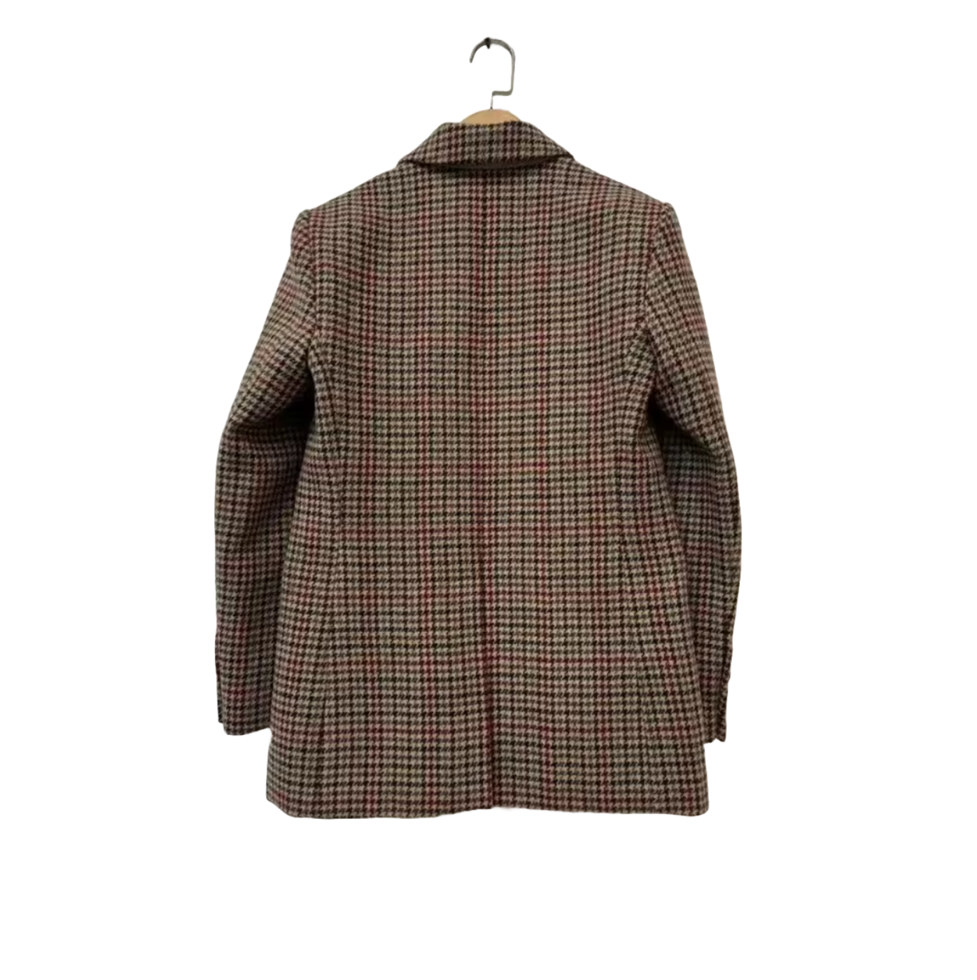 Plaid Cotton Wool Blend Three Button Blazer