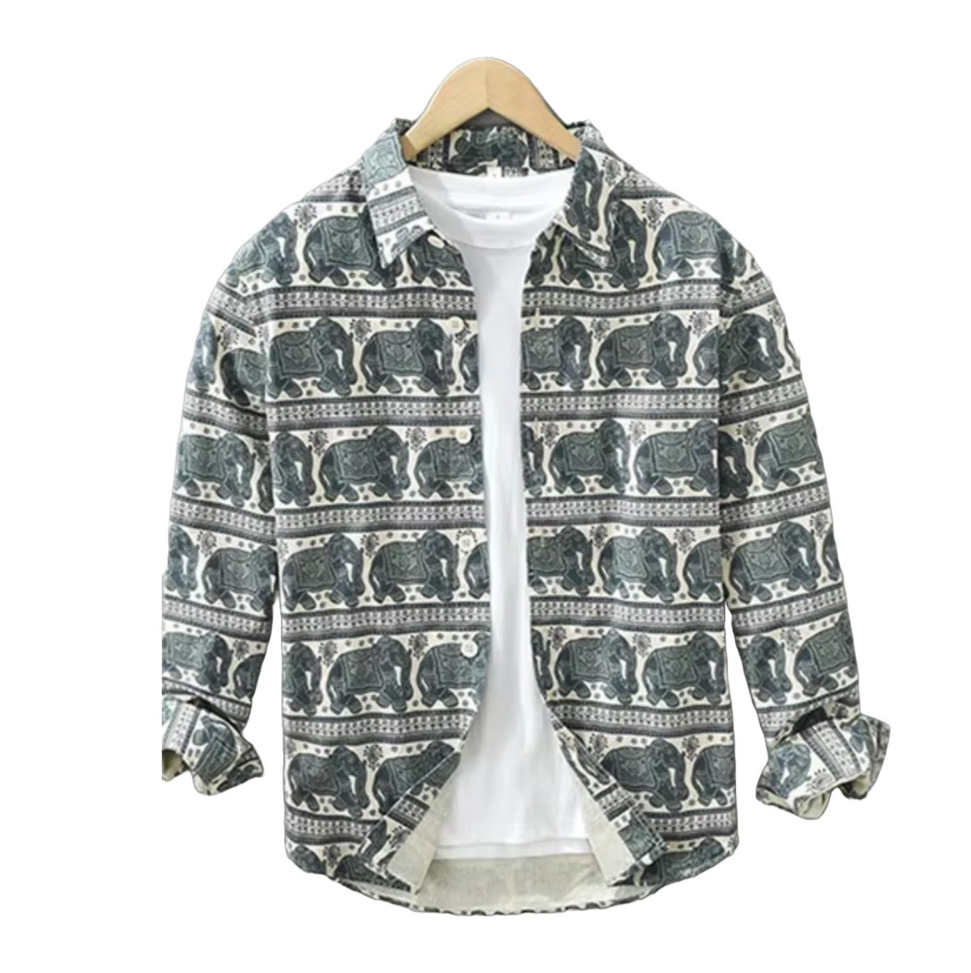 Cotton Elephant Print Vintage Spring Shirt