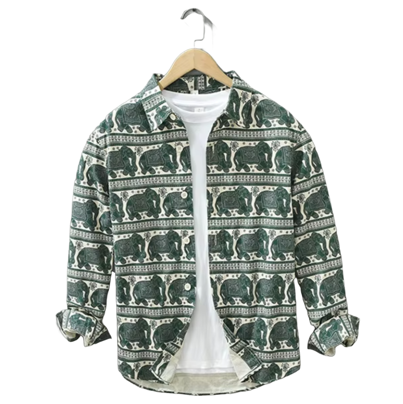 Cotton Elephant Print Vintage Spring Shirt