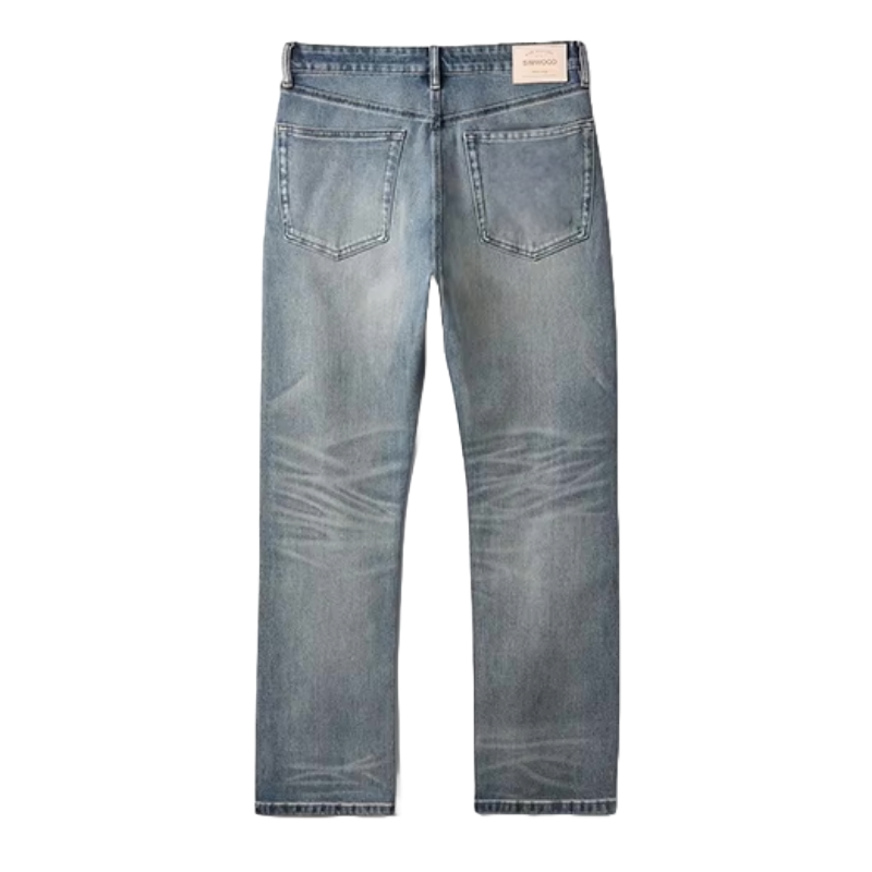 Regular Fit Washed Blue Vintage Denim Jeans