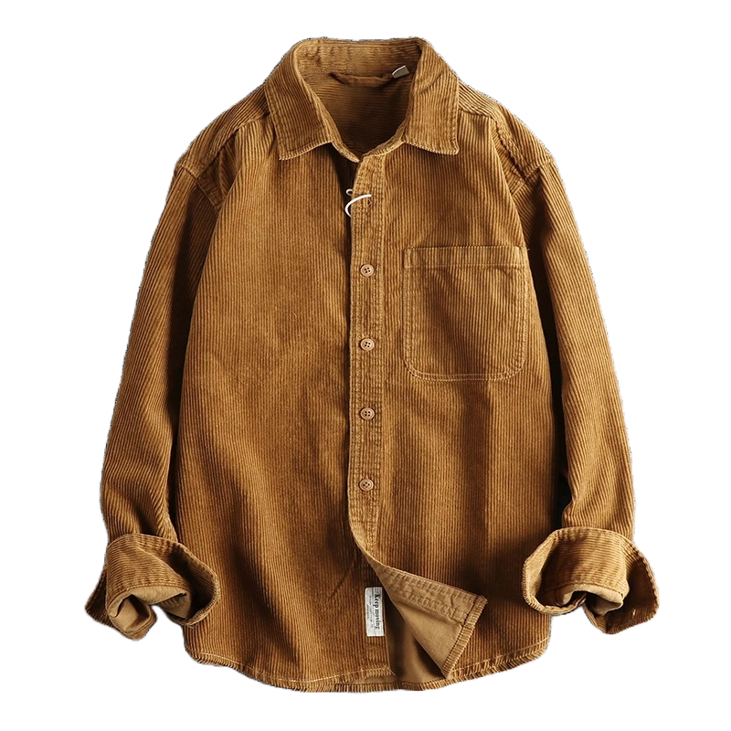 Cotton Corduroy Long Sleeve Single Pocket Shirt